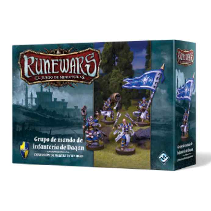 Runewars: El juego de miniaturas Los Señores de Daqan: Grupo de mando de infantería de Daqan