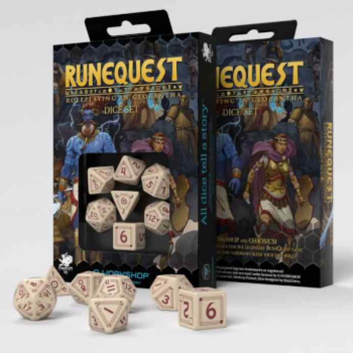 RuneQuest: Beige & Burgundy Dice Set (7) TABLERUM