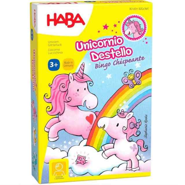 Unicornio Destello Bingo Chispeante juego haba